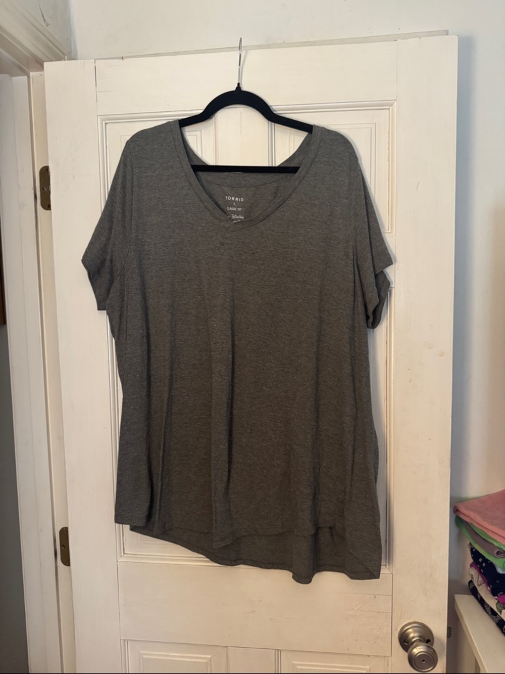 torrid Charcoal Gray V-Neck Short Sleeve Tee